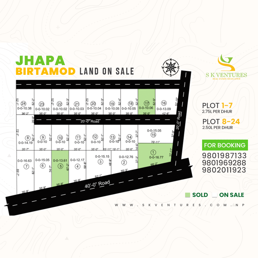 24 land plots on sale in Birtamod Jhapa
