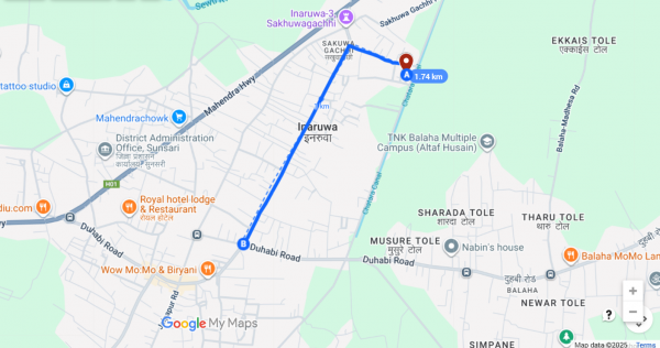 LAND ON INARUWA SAKHUWAGACCHI CHOWK