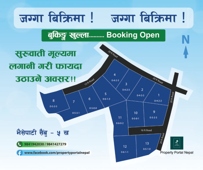Land on sale in Bhaisepati Sainbu, Lalitpur, Nepal. Near Wai Wai factory. Home loan facility.  