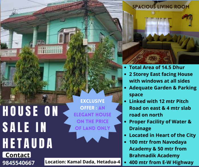 2 Storey House Free on Cost of Land in Hetauda (Ghar Bikrima)