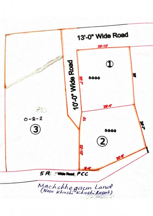 3 piece land for sale in Machhegaun, Near Khusi Khusi Chowk,  Chandragiri