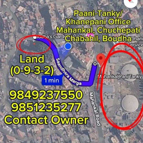 Land (0-9-3-2) at Paani Tanki/ Khanepani Office,  Mahankal Road, Chuchepati, Chabahil