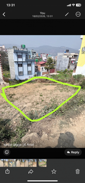 Sasto jagga for sale (4 Anna) at satungal ktm-nearly 300m away from highway 